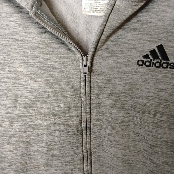 Adidas Women's Gray Blue Stripes On Sleeves Zip Up Hoodie L - Picture 3 of 6